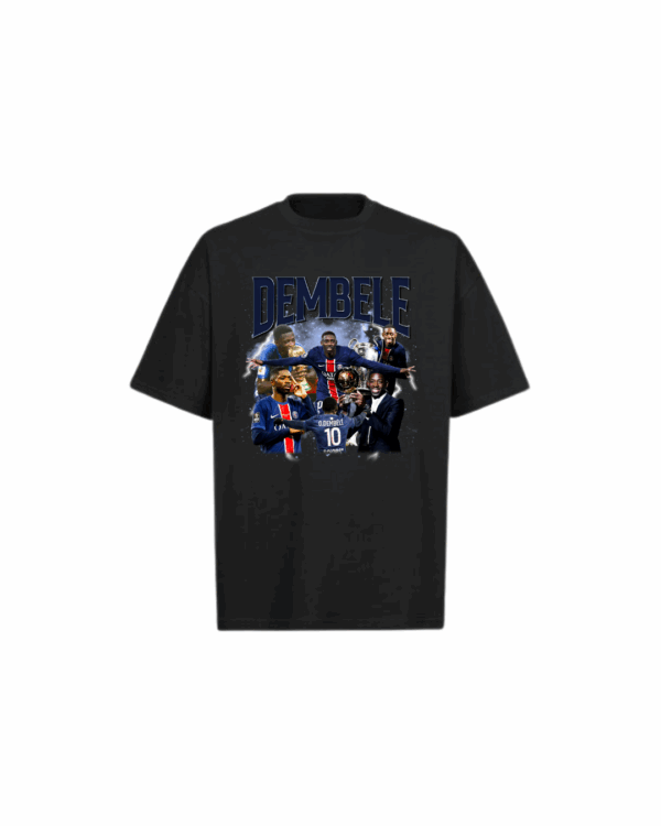 T-shirt Noir | Rétro Vintage Custom Bootleg T-Shirt OUSMANE DEMBELE